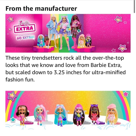 Barbie Extra Mini Minis Doll with Burgundy Hair, Sunglasses & Red Ruffle Dress - Picture 8 of 13